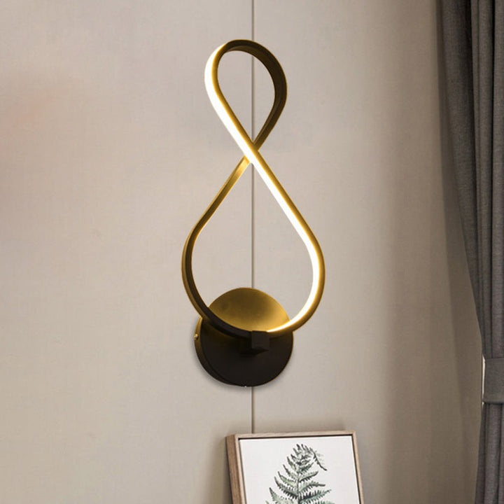 Lisslune | Metallic Hourglass/Note Sconce Minimalistic Black/White LED Wall Lamp Mounting in Warm/White Light for Office