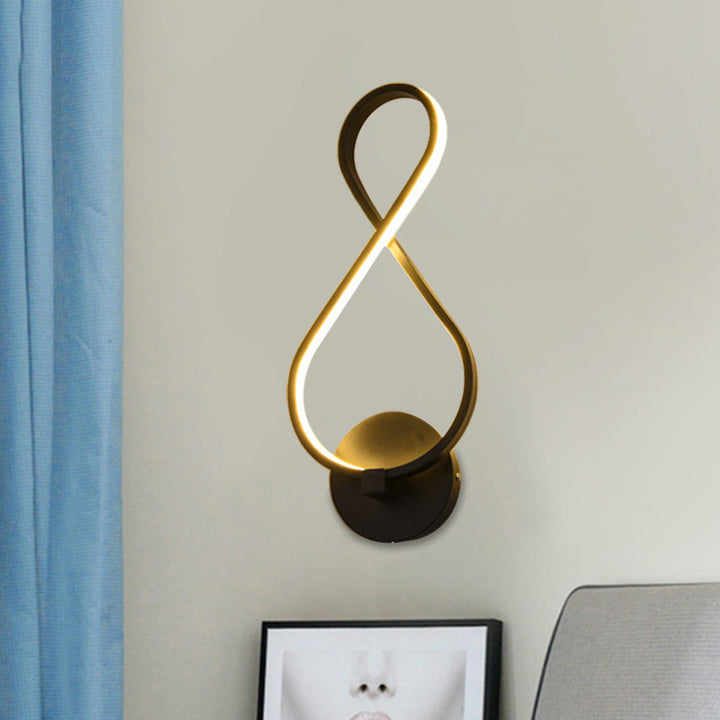 Lisslune | Metallic Hourglass/Note Sconce Minimalistic Black/White LED Wall Lamp Mounting in Warm/White Light for Office