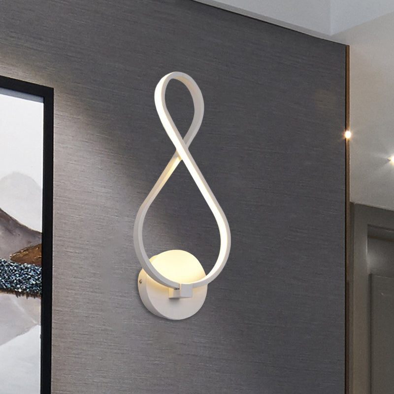 Lisslune | Metallic Hourglass/Note Sconce Minimalistic Black/White LED Wall Lamp Mounting in Warm/White Light for Office