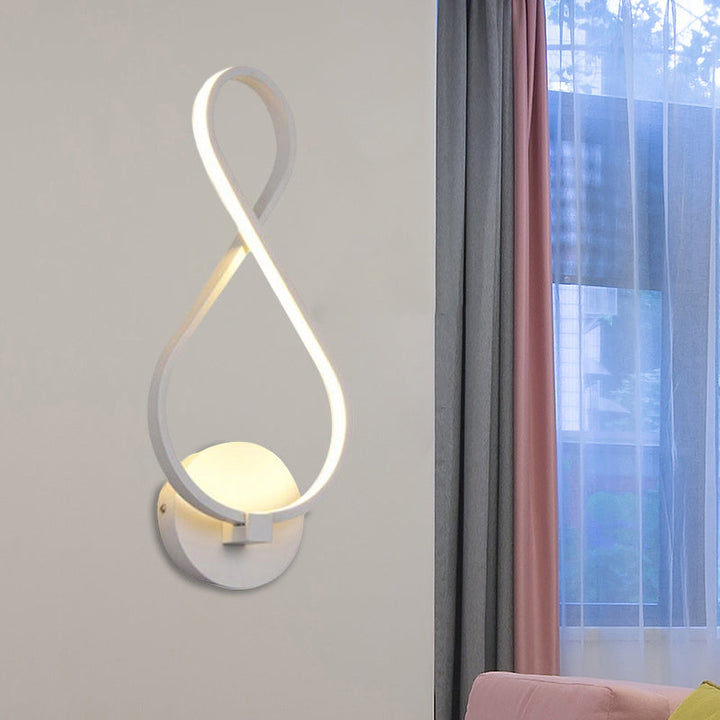 Lisslune | Metallic Hourglass/Note Sconce Minimalistic Black/White LED Wall Lamp Mounting in Warm/White Light for Office