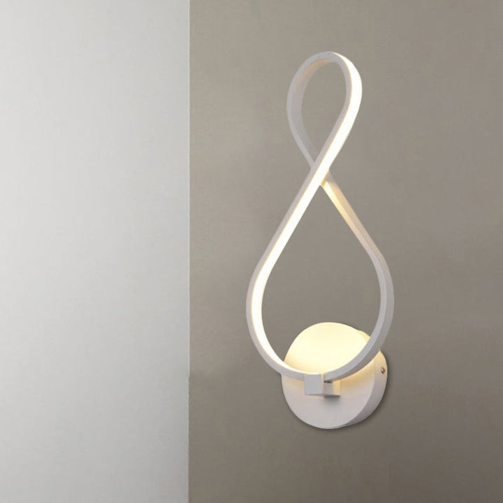 Lisslune | Metallic Hourglass/Note Sconce Minimalistic Black/White LED Wall Lamp Mounting in Warm/White Light for Office