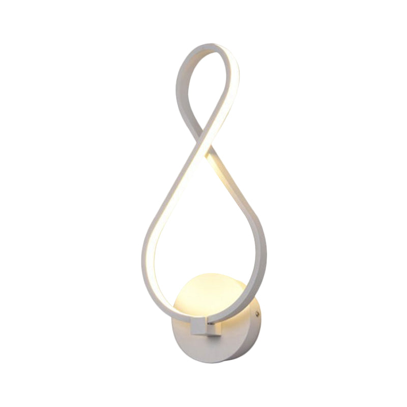 Lisslune | Metallic Hourglass/Note Sconce Minimalistic Black/White LED Wall Lamp Mounting in Warm/White Light for Office
