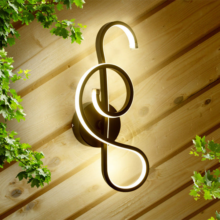 Lisslune | Metallic Hourglass/Note Sconce Minimalistic Black/White LED Wall Lamp Mounting in Warm/White Light for Office