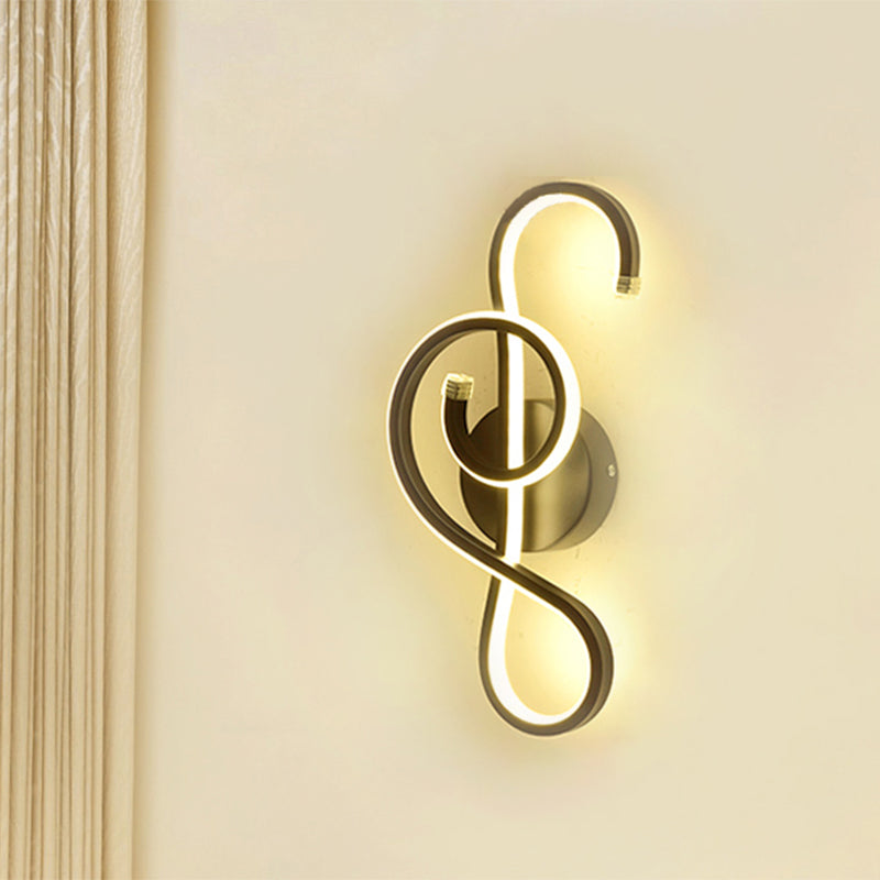 Lisslune | Metallic Hourglass/Note Sconce Minimalistic Black/White LED Wall Lamp Mounting in Warm/White Light for Office