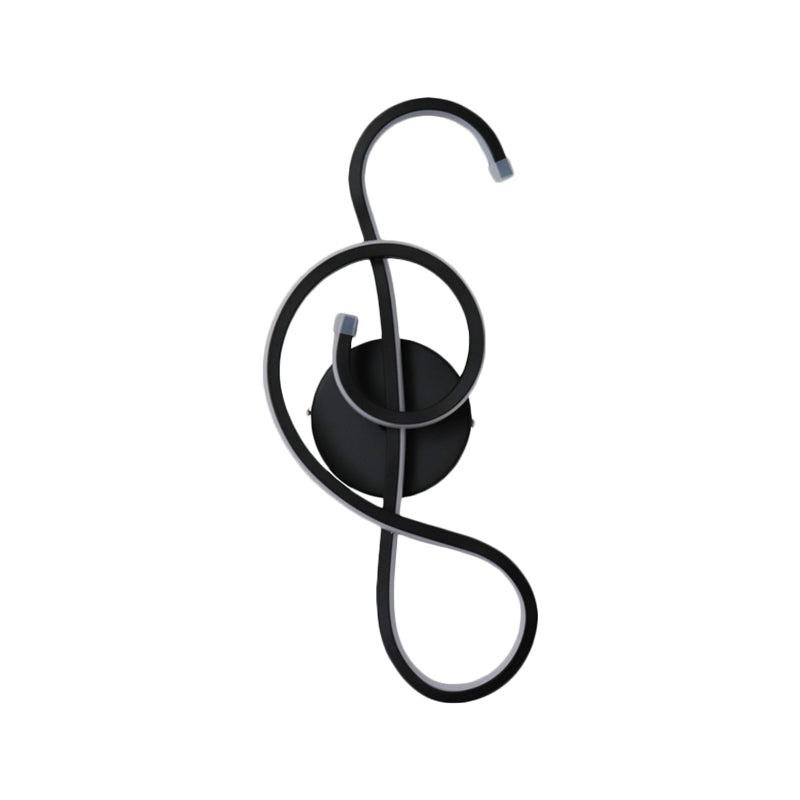 Lisslune | Metallic Hourglass/Note Sconce Minimalistic Black/White LED Wall Lamp Mounting in Warm/White Light for Office
