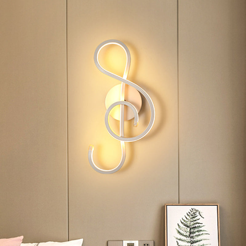 Lisslune | Metallic Hourglass/Note Sconce Minimalistic Black/White LED Wall Lamp Mounting in Warm/White Light for Office