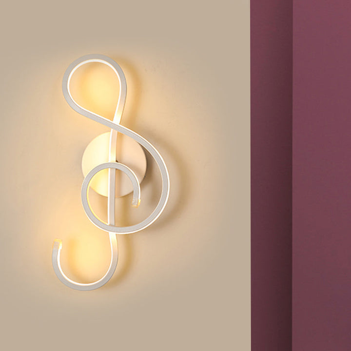 Lisslune | Metallic Hourglass/Note Sconce Minimalistic Black/White LED Wall Lamp Mounting in Warm/White Light for Office