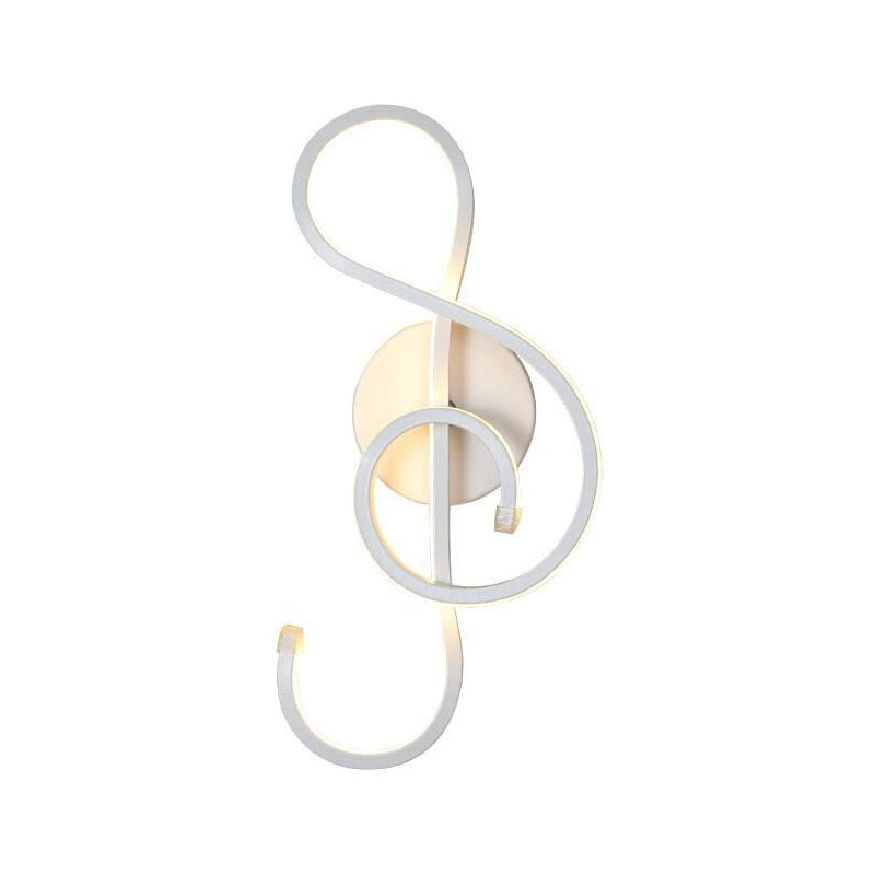 Lisslune | Metallic Hourglass/Note Sconce Minimalistic Black/White LED Wall Lamp Mounting in Warm/White Light for Office