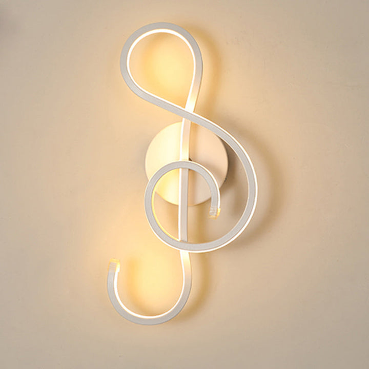 Lisslune | Metallic Hourglass/Note Sconce Minimalistic Black/White LED Wall Lamp Mounting in Warm/White Light for Office