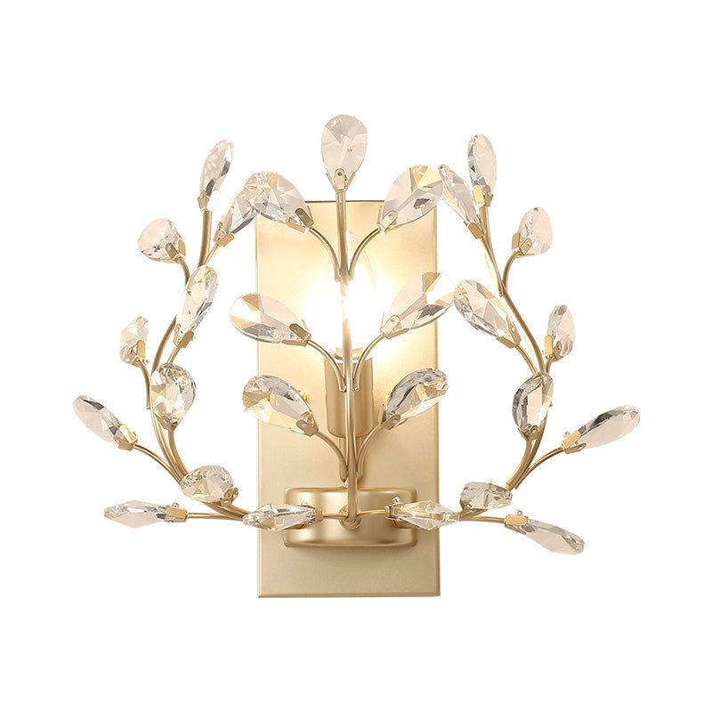 Lisslune | Simple Wall Mounted Light 1 Bulb Clear K9 Crystal Wall Light in Black/Gold for the Living Room
