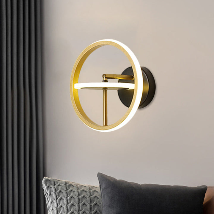 Lisslune | Steering Wheel Rotatable Wall Light Set Modern Aluminum Gold LED Wall Lamp Lighting Fixture in Warm/White Light