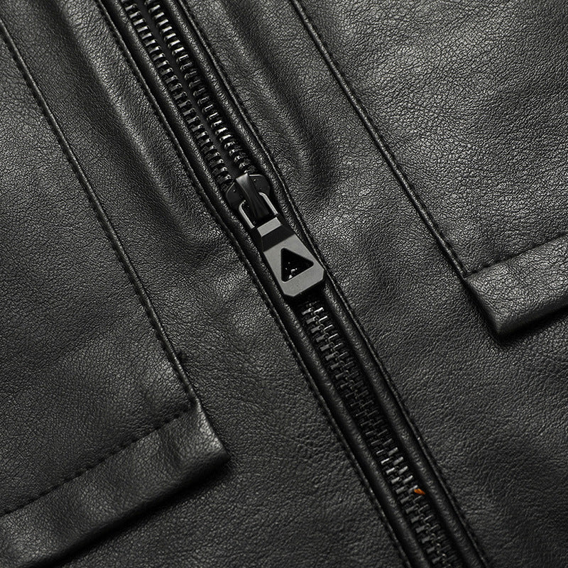 Men's Fashionable Synthetic Leather Jacket with Practical Storage Pockets Lisslune