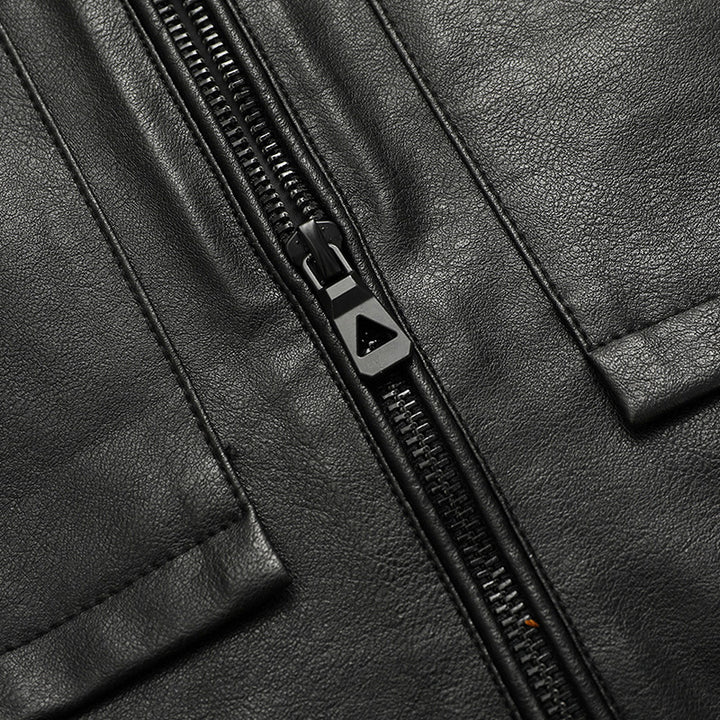 Men's Fashionable Synthetic Leather Jacket with Practical Storage Pockets Lisslune
