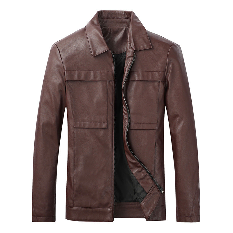 Men's Fashionable Synthetic Leather Jacket with Practical Storage Pockets Lisslune