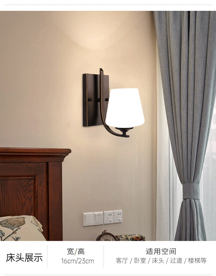 Skørter | White Glass Black Wall Lamp Bowl Shaped Single Bulb Retro Style Wall Mounted Lighting with Rectangular Metal Backplate