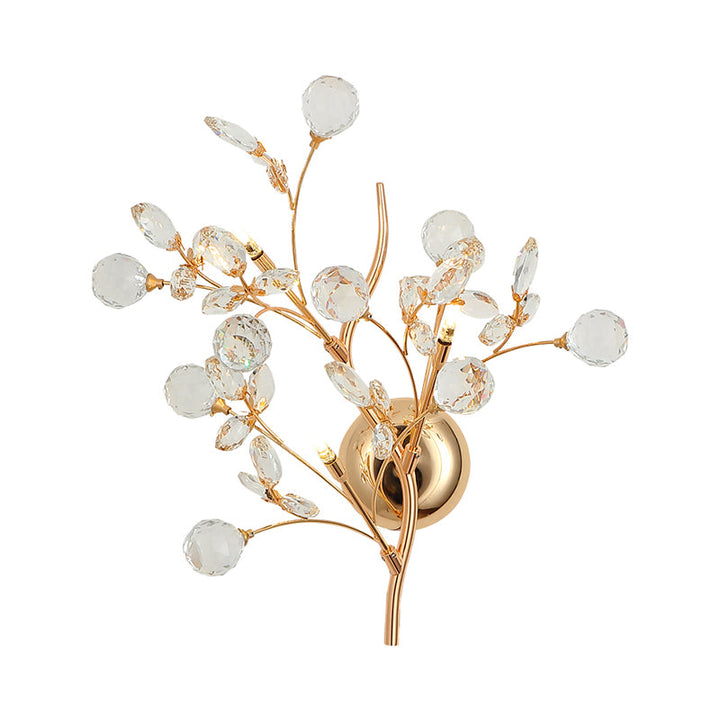 Skørter | Chamfered Crystal Branch Wall Light Modernist 2/3 Heads Wall Mounted Lighting Fixture in Gold