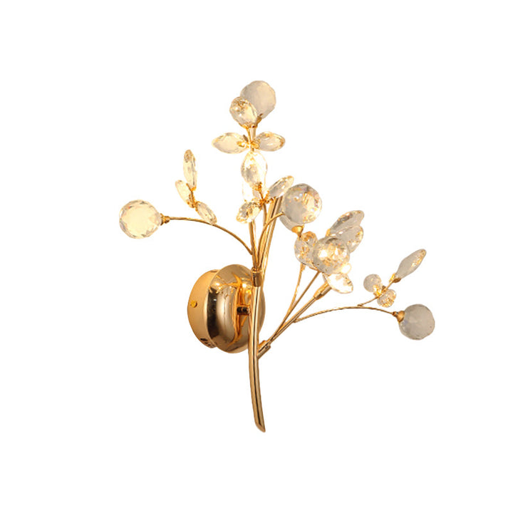 Skørter | Chamfered Crystal Branch Wall Light Modernist 2/3 Heads Wall Mounted Lighting Fixture in Gold
