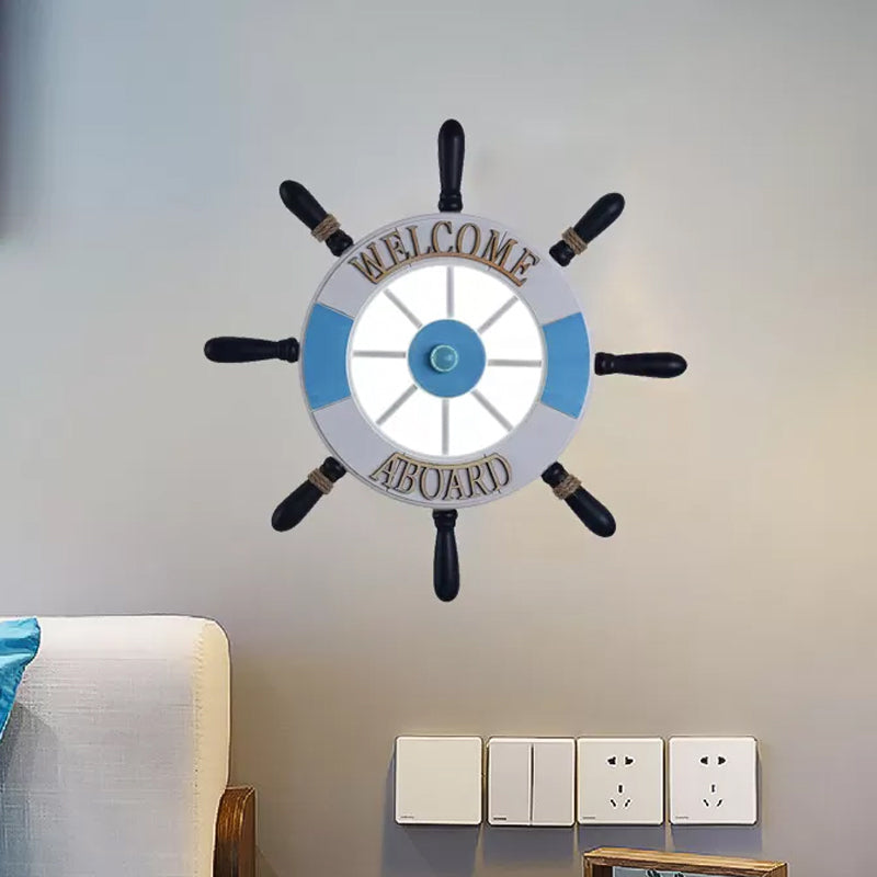Skørter | Acrylic Round Flush Wall Lamp Creative LED Wall-Mounted Light with Wooden Red Design in Blue, Warm/White Light