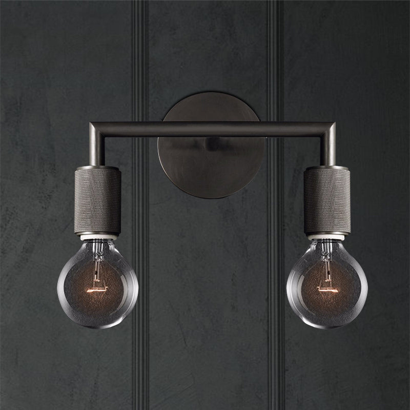 Skørter | Bare Bulb Metal Wall Lighting Light Minimalist 1/2-Light Indoor Wall Lamp in Black/Brass/Chrome with Square Arm