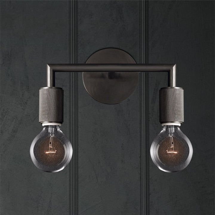 Skørter | Bare Bulb Metal Wall Lighting Light Minimalist 1/2-Light Indoor Wall Lamp in Black/Brass/Chrome with Square Arm