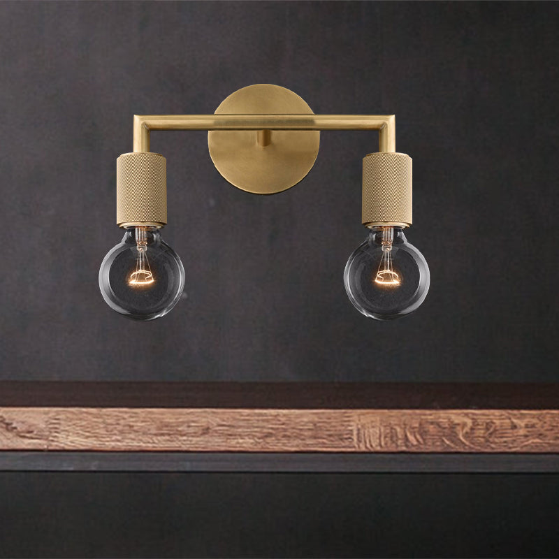 Skørter | Bare Bulb Metal Wall Lighting Light Minimalist 1/2-Light Indoor Wall Lamp in Black/Brass/Chrome with Square Arm