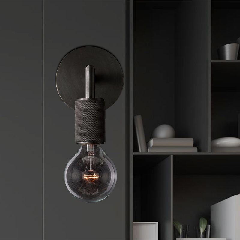 Skørter | Bare Bulb Metal Wall Lighting Light Minimalist 1/2-Light Indoor Wall Lamp in Black/Brass/Chrome with Square Arm