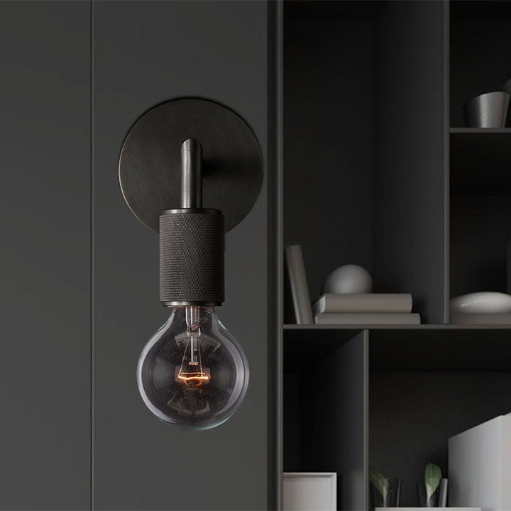Skørter | Bare Bulb Metal Wall Lighting Light Minimalist 1/2-Light Indoor Wall Lamp in Black/Brass/Chrome with Square Arm