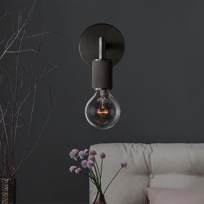 Skørter | Bare Bulb Metal Wall Lighting Light Minimalist 1/2-Light Indoor Wall Lamp in Black/Brass/Chrome with Square Arm