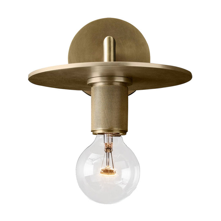 Skørter | 1-Bulb Wall Lamp Simple Exposed Bulb Metal Wall Light Ideas in Black/Brass/Chrome with Flat Shade