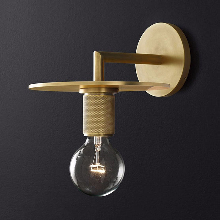 Skørter | 1-Bulb Wall Lamp Simple Exposed Bulb Metal Wall Light Ideas in Black/Brass/Chrome with Flat Shade