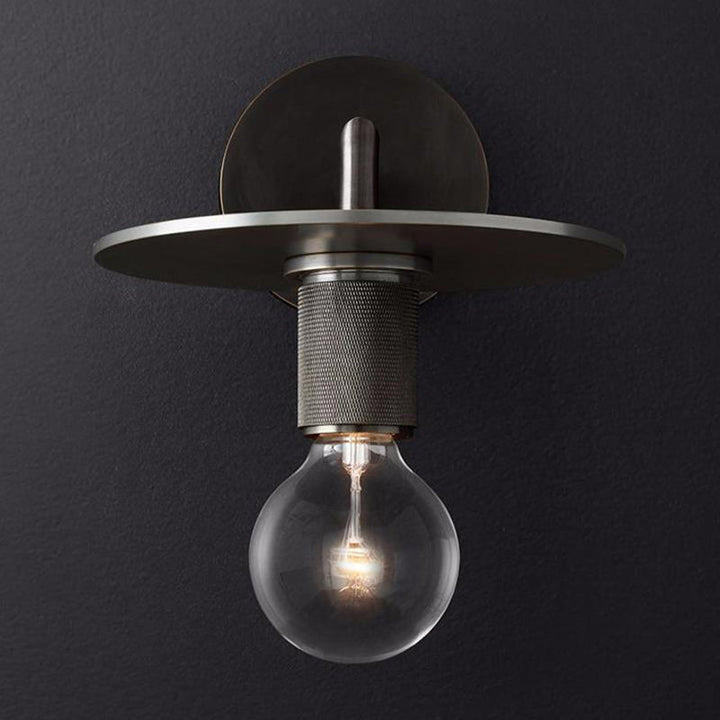 Skørter | 1-Bulb Wall Lamp Simple Exposed Bulb Metal Wall Light Ideas in Black/Brass/Chrome with Flat Shade