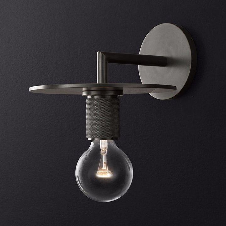 Skørter | 1-Bulb Wall Lamp Simple Exposed Bulb Metal Wall Light Ideas in Black/Brass/Chrome with Flat Shade