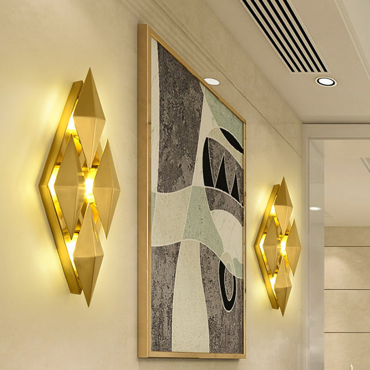 Skørter | 7"/11" W Diamonds Metal Wall Light in Colonial Style 9/4-Light Golden Wall-Mounted Light