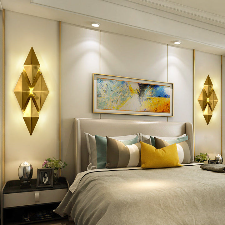 Skørter | 7"/11" W Diamonds Metal Wall Light in Colonial Style 9/4-Light Golden Wall-Mounted Light