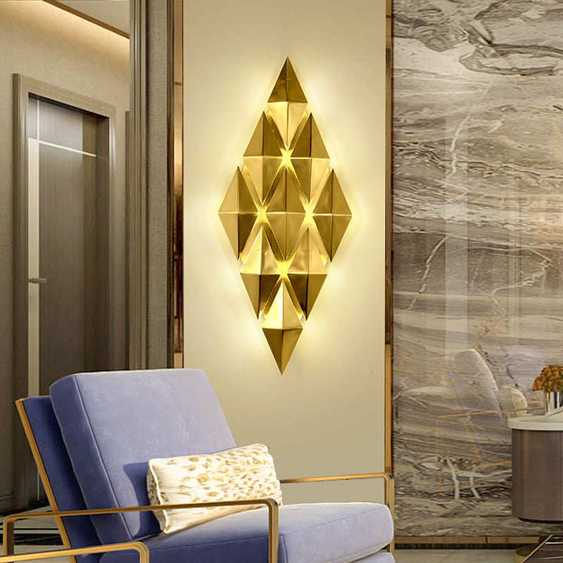 Skørter | 7"/11" W Diamonds Metal Wall Light in Colonial Style 9/4-Light Golden Wall-Mounted Light
