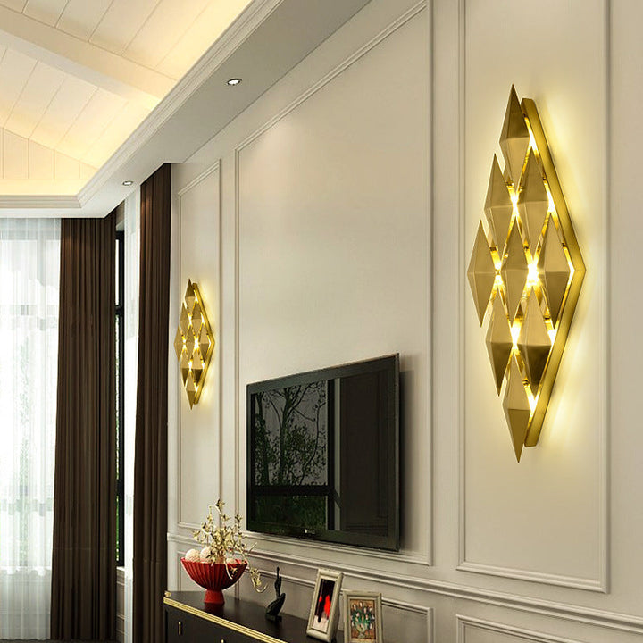 Skørter | 7"/11" W Diamonds Metal Wall Light in Colonial Style 9/4-Light Golden Wall-Mounted Light