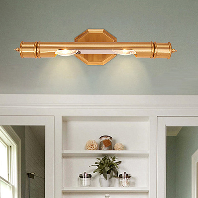 Skørter | Brass Pole Wall-mounted Vanity Lighting Retro Metal 14"/18" Width 2 Lights Bathroom Wall Lamp Lighting