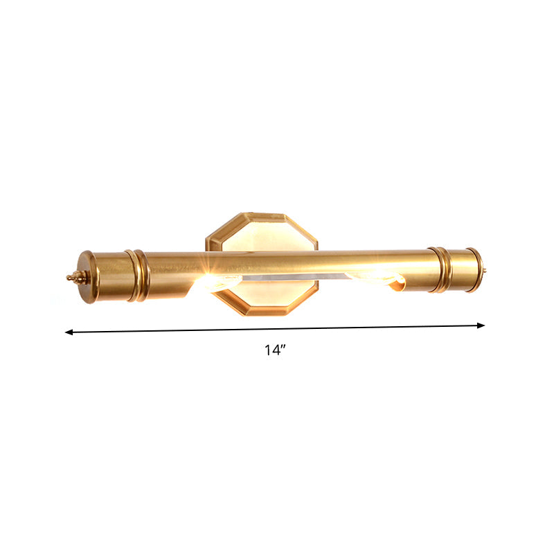 Skørter | Brass Pole Wall-mounted Vanity Lighting Retro Metal 14"/18" Width 2 Lights Bathroom Wall Lamp Lighting