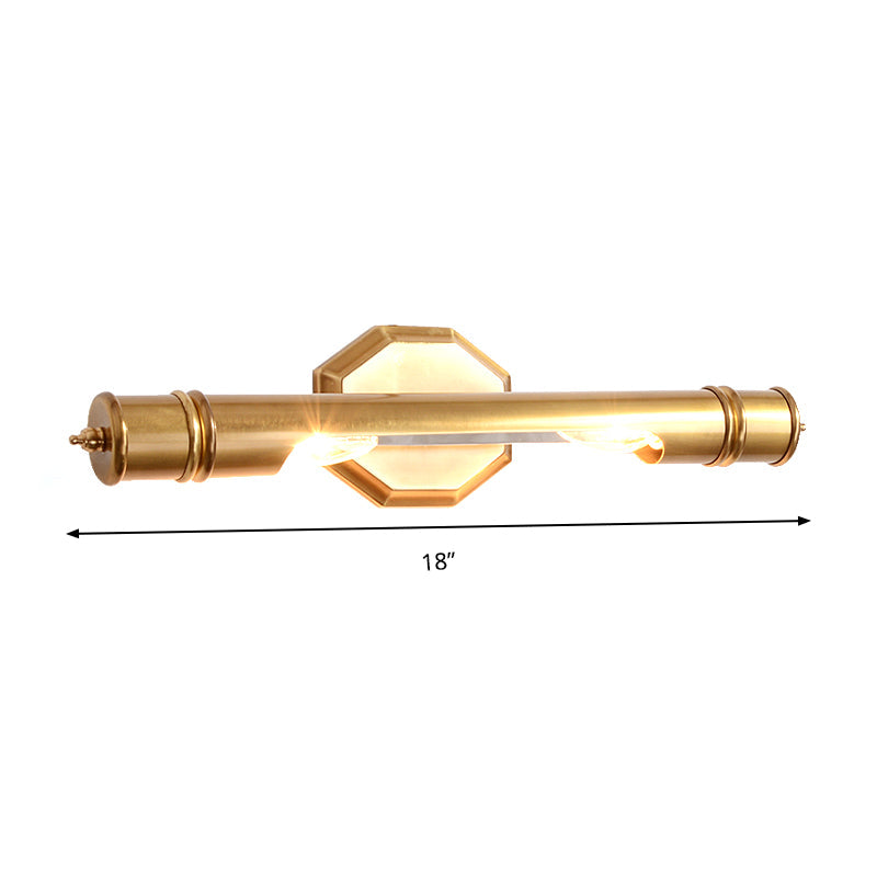 Skørter | Brass Pole Wall-mounted Vanity Lighting Retro Metal 14"/18" Width 2 Lights Bathroom Wall Lamp Lighting