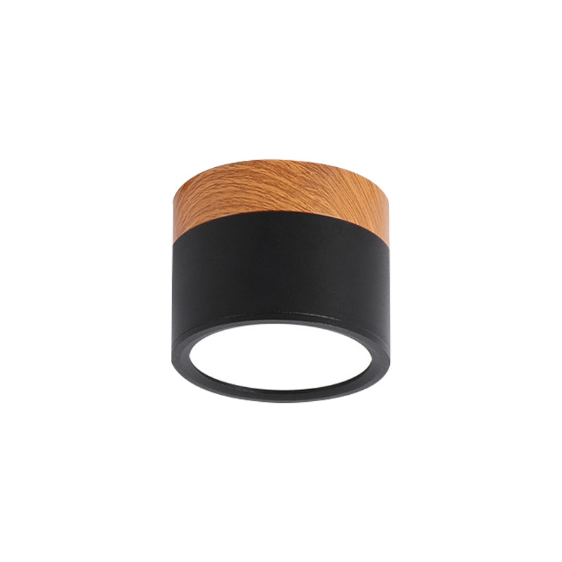Lisslune | Modern Macaron Ceiling Light – Compact Metal/Wood Flush Mount Lighting for Kitchen and Bar in Yellow, Blue, and Black