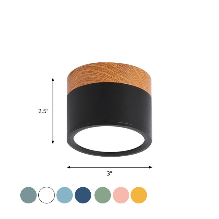 Lisslune | Modern Macaron Ceiling Light – Compact Metal/Wood Flush Mount Lighting for Kitchen and Bar in Yellow, Blue, and Black