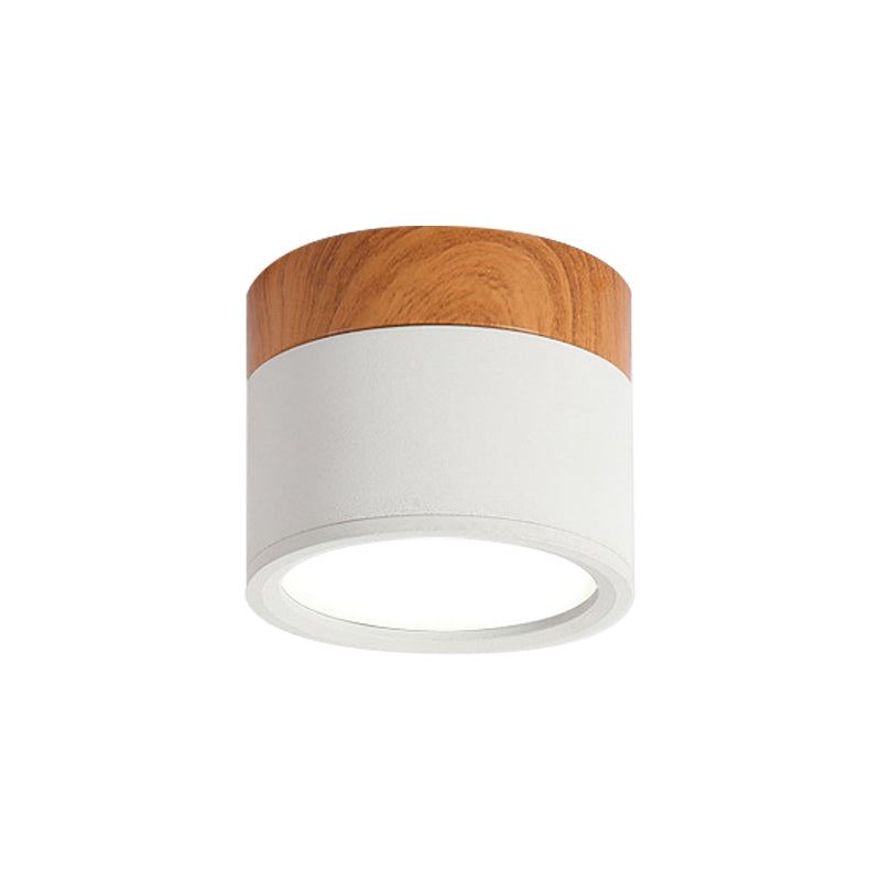 Lisslune | Modern Macaron Ceiling Light – Compact Metal/Wood Flush Mount Lighting for Kitchen and Bar in Yellow, Blue, and Black
