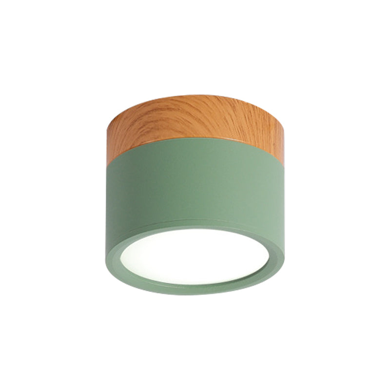 Lisslune | Modern Macaron Ceiling Light – Compact Metal/Wood Flush Mount Lighting for Kitchen and Bar in Yellow, Blue, and Black
