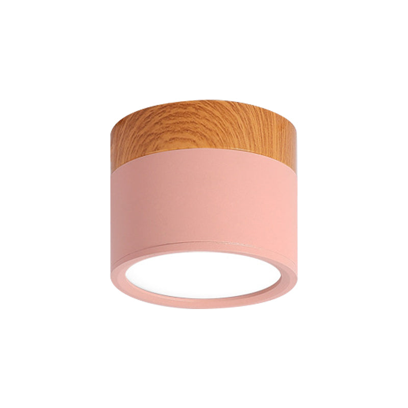 Lisslune | Modern Macaron Ceiling Light – Compact Metal/Wood Flush Mount Lighting for Kitchen and Bar in Yellow, Blue, and Black