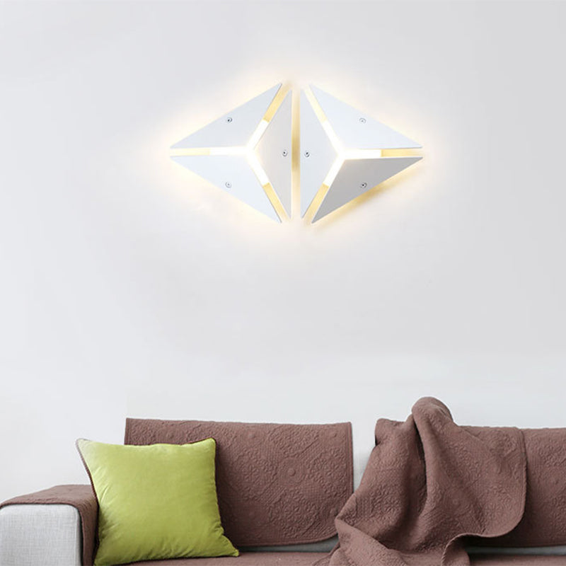 Lisslune | Simple Style Triangle Metal Wall Sconce Light Gold/Black/White LED Wall Light Fixture in Warm/White Light for Corridor