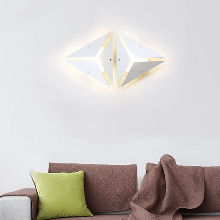 Lisslune | Simple Style Triangle Metal Wall Sconce Light Gold/Black/White LED Wall Light Fixture in Warm/White Light for Corridor