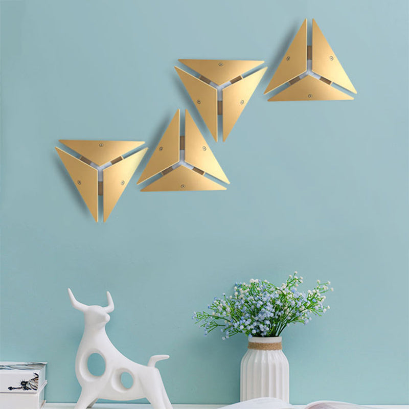 Lisslune | Simple Style Triangle Metal Wall Sconce Light Gold/Black/White LED Wall Light Fixture in Warm/White Light for Corridor