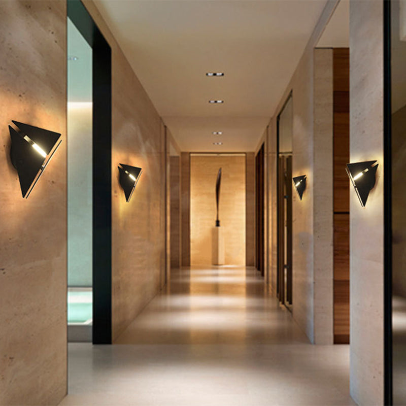 Lisslune | Simple Style Triangle Metal Wall Sconce Light Gold/Black/White LED Wall Light Fixture in Warm/White Light for Corridor