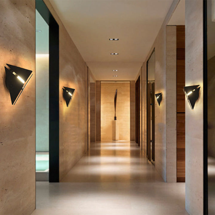 Lisslune | Simple Style Triangle Metal Wall Sconce Light Gold/Black/White LED Wall Light Fixture in Warm/White Light for Corridor