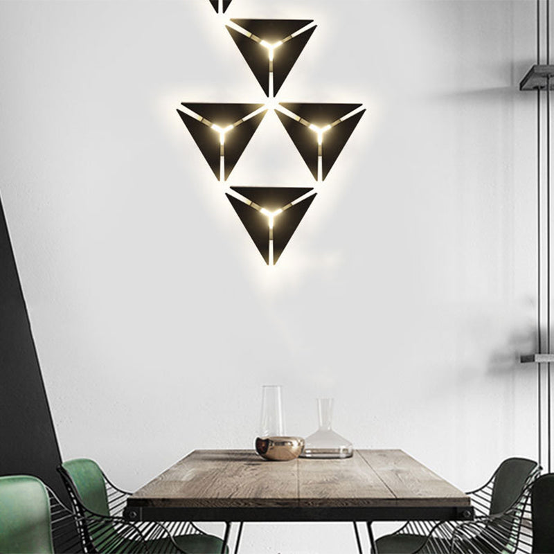 Lisslune | Simple Style Triangle Metal Wall Sconce Light Gold/Black/White LED Wall Light Fixture in Warm/White Light for Corridor